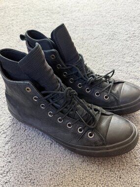 Converse Chuck Taylor All Star Waterproof Hi Top Triple Black Sneakers -Sz. 10.5